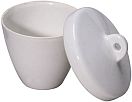Cole-Parmer high-form crucible with lid

- porcelain, 15 mL
- glazed inside and out except for outside bottom
- withstands temperatures up to 2,102°F (1,150°C)

Photograph courtesy coleparmer.com