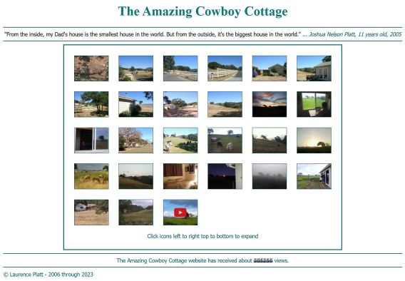 Click to visit the amazing Cowboy Cottage

Website by Laurence Platt