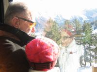 On a ski lift descending to St Moritz apres-ski

Upper Engadine Valley, Switzerland